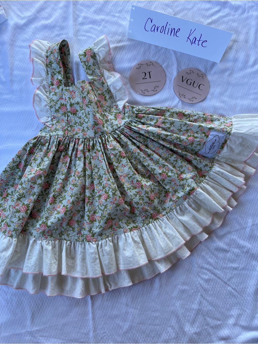 Floral Ruffle Sundress for Girls - Cream & Pink